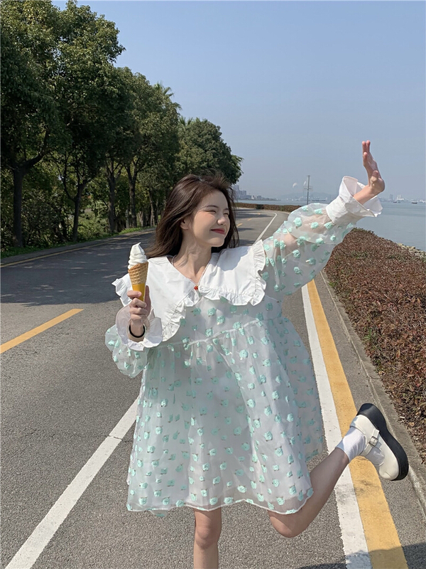 [K.M] romantic Organza heavy industry embroidered dress 4890# Cl