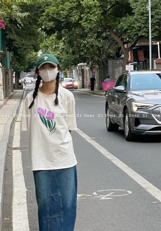 [far. Xi] Korean round neck comfortable short sleeve T-shirt ys2-1077# LSW