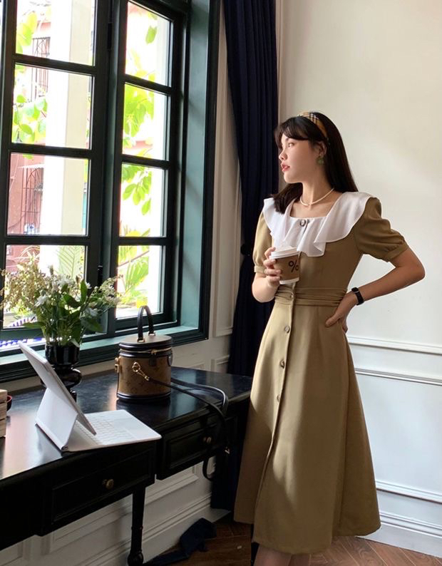 New in early summer! [jun.t] fashion temperament waist closing dress 5866# PCZ