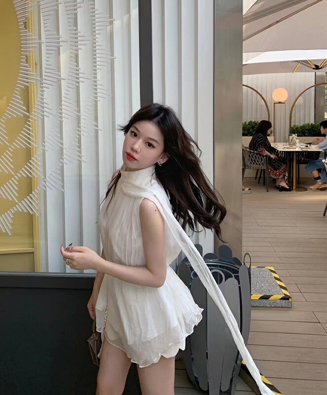 New in early summer! [Linna] celebrity style sleeveless elegant dress (with waist chain) 82762# zxx