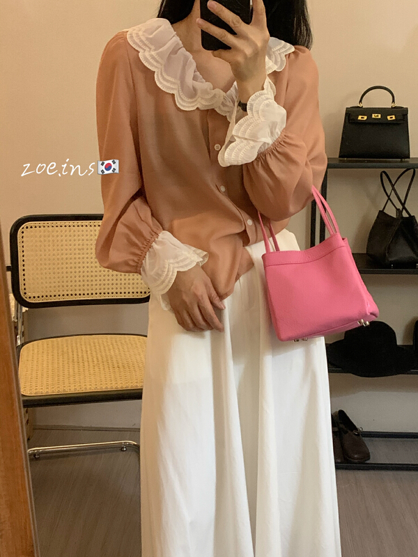 New year in early spring! [Zoe Zoe] Korean Chiffon Lace neckline c179# L