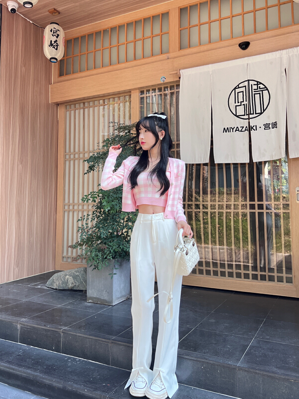 Original price 98.99! New year in early spring! [CXI] high waist slim split bow design trousers a9027# jhy