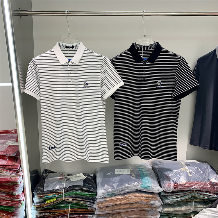 [aoshilong] Korean striped versatile embroidered polo shirt os2287# ZZL