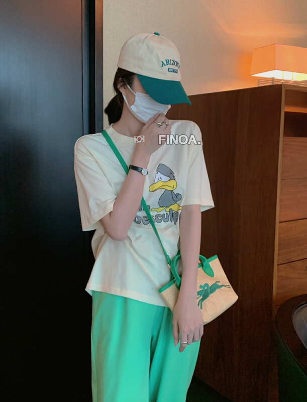 [finoa] Korean printed cartoon Casual Short Sleeve T-shirt 1080# CLS