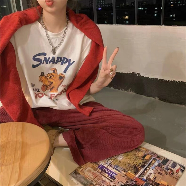 [h2-studio] Korean casual cartoon printed short sleeve T-shirt a799# HBx