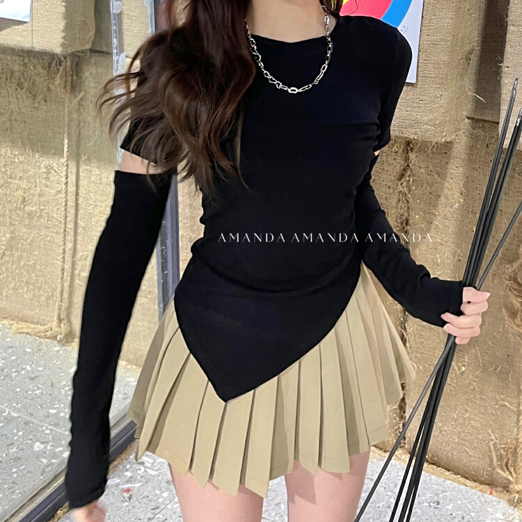 New year in early spring! [Amanda] irregular thin and versatile shirt (with detachable sleeves) (without chain) ys1-9010# hjy
