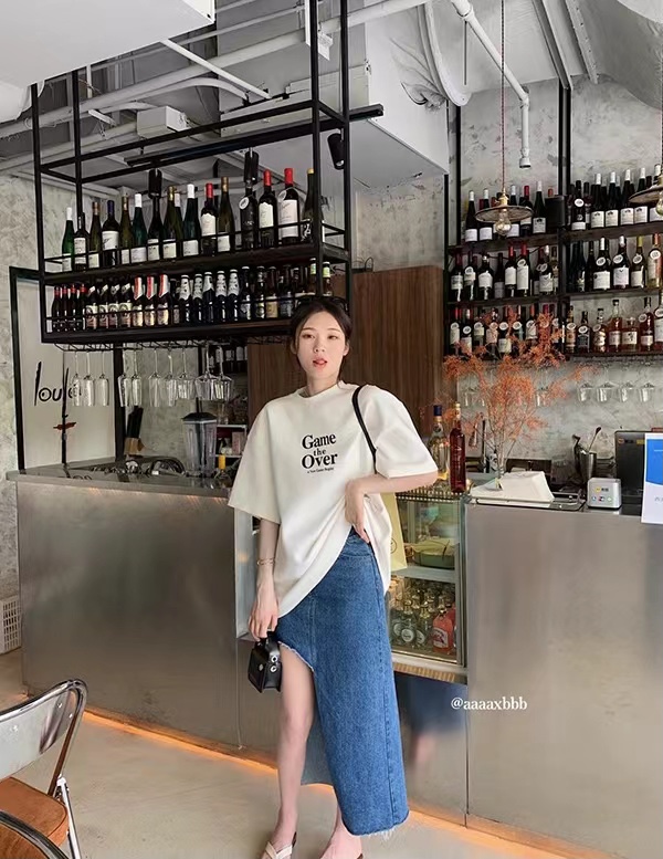 [MS studio] Korean slim irregular denim skirt 609\pcz