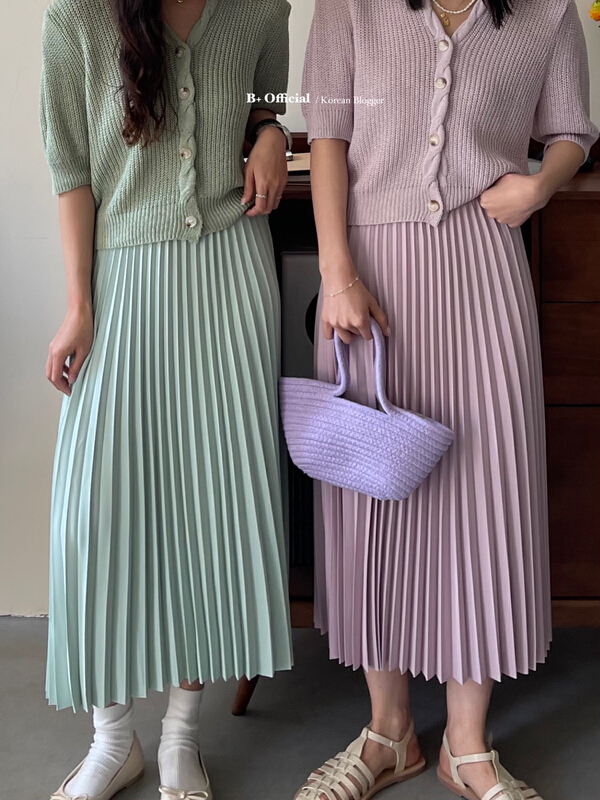 goods in stock! New in early summer! [B plus] elastic waist pleat versatile skirt 22-9156-2# HBx