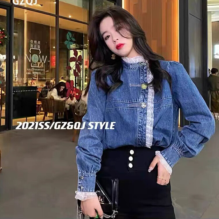 New year in early spring! [L.L studio] new French lace senior denim shirt 6699# hjy