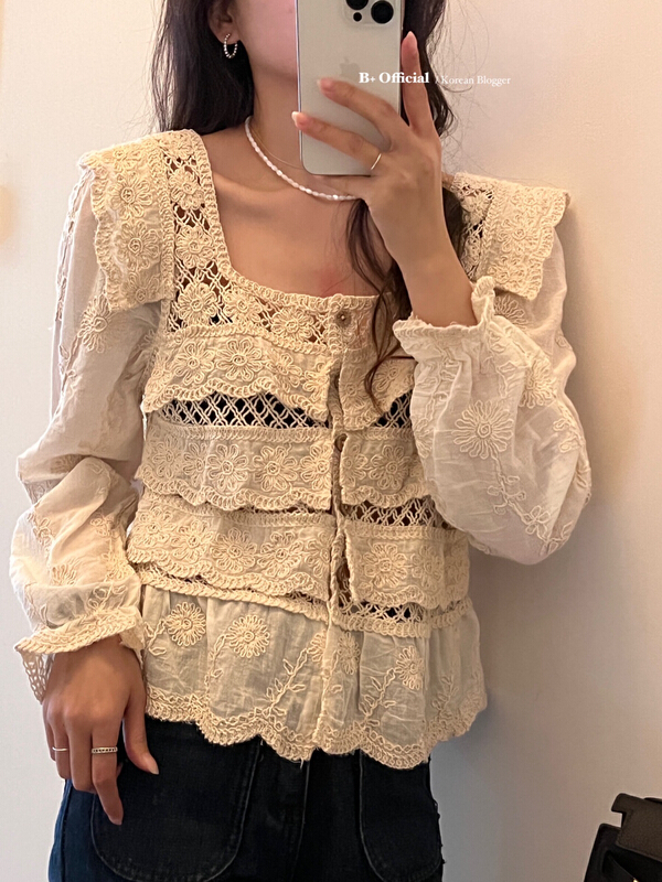 New in early summer! [B plus] Korean Crochet design sweater 22-9128-2# HBx