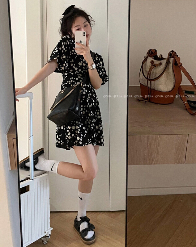 [X.C] V-neck Chiffon bandage dress 560# WPL