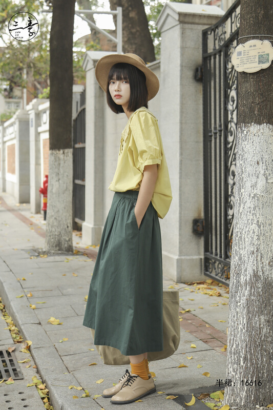 goods in stock! [original of three plain clothes] simple temperament, casual and versatile skirt 16616# XYJ