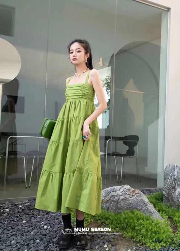 [Mumu sea] simple loose Sling Dress 6185# zxl