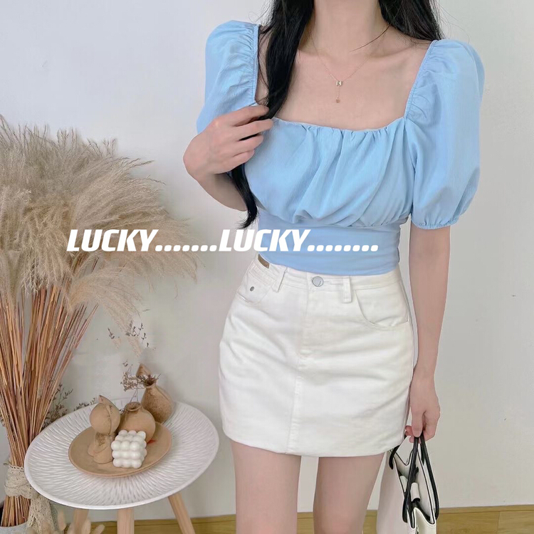 初夏上新!【LUCKY】簡約百搭小眾小衫  8672#  ZXX