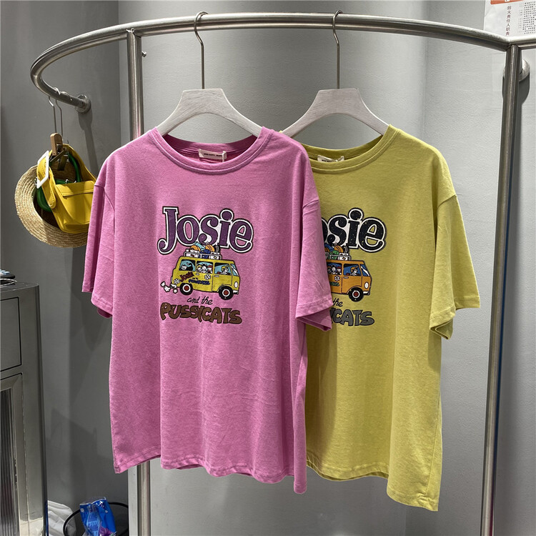 [miss happy] Korean fashion printing loose back hollowed out design Short Sleeve T-shirt 86570# WPL
