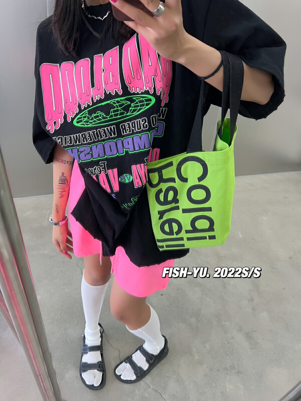 goods in stock! New in early summer! [fish Yu] letter watermark back label short sleeve T-shirt 22101# LSL
