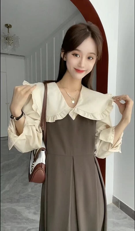 New year in early spring! [JH] Xiaoxiang doll collar shirt + temperament vest dress suit 40813# hjy