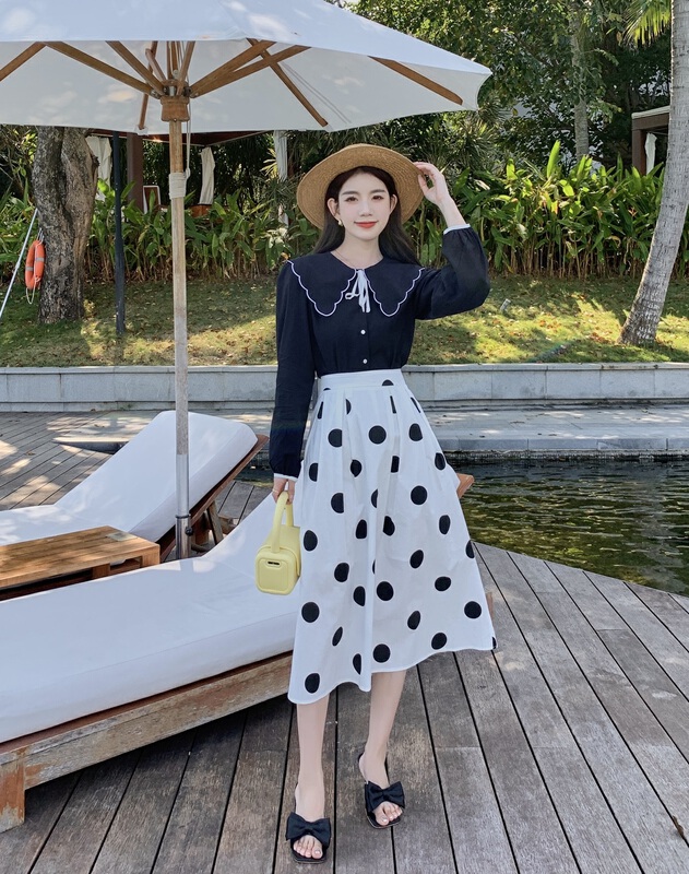 New year in early spring! [x.future] Korean versatile polka dot skirt j8916# zxx