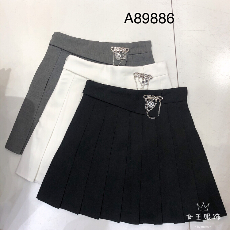 早春上新!【女王QUEEN】高腰百搭顯瘦半身裙(配飾品)  A89886#  OZQ