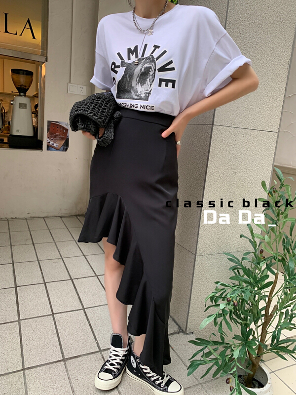 [dada] shoulder pad print loose short sleeve T-shirt 6669# zxl