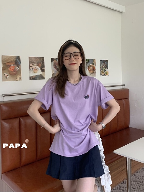 [rich Papa] back letter printed loose short sleeve T-shirt t292# zxx
