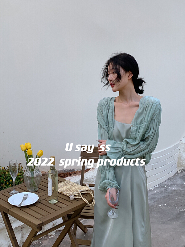 [u say] gentle V-neck pleated perspective design blouse 65339# LSL