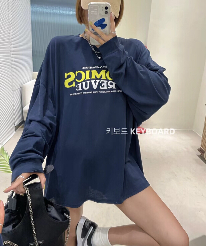New in early summer! [keyboard] Korean printed letters sunscreen versatile long sleeved T-shirt b-9995# LSL