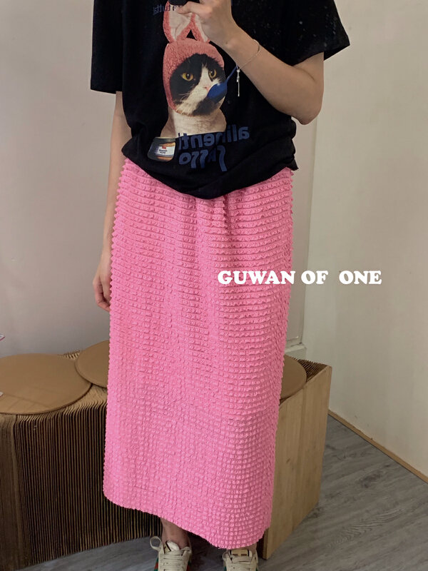 [Gu Wan] solid color versatile temperament skirt 5328# zxx