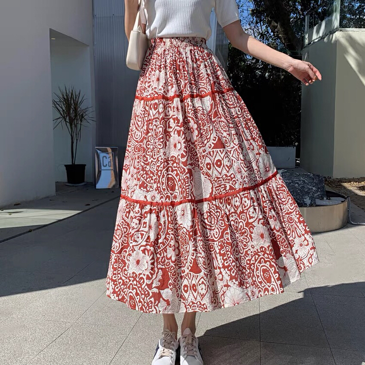 New in early summer! [Ming] fashion medium length high waist skirt 2148# LSW