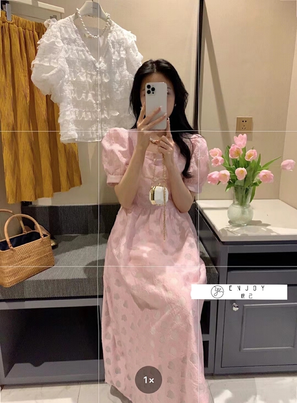 [enjoy · Yueji] square neck slim dress 8833# PCZ