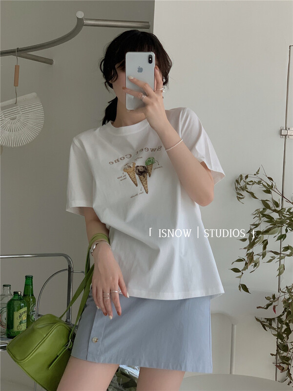 goods in stock! New in early summer! [I snow] simple letter print short sleeve T-shirt 222252# WPL