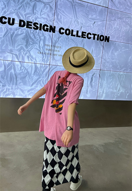 New in early summer! [two percent] linen front and back Mengqi printed short sleeve T-shirt 9915# LSL