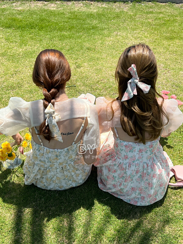 New in early summer! [best of you] small fresh hair with floral dress (with silk scarf) 9861# HBx