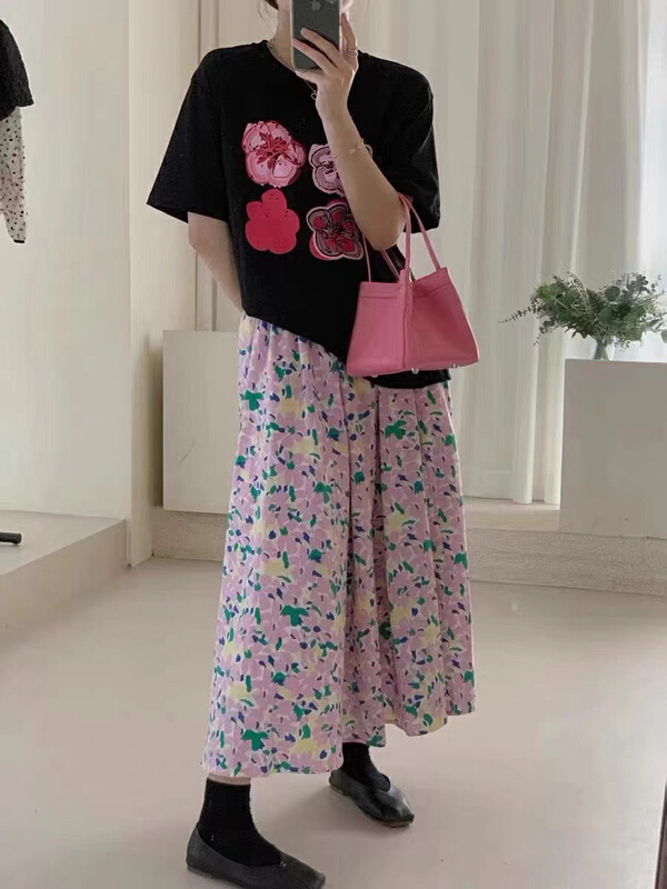 【RS 】鬆緊腰碎花氣質中長半身裙  DH2136-1#  XYY