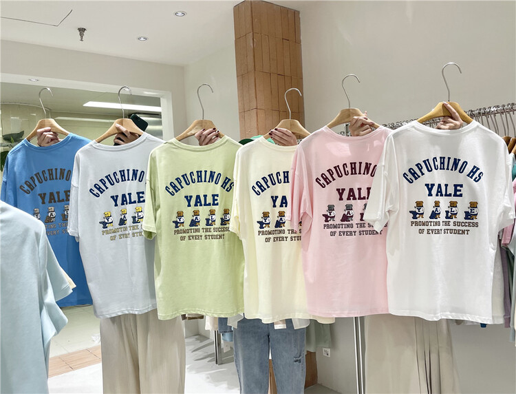 Original price 43.99! [Chennai] Korean front and back printing versatile ins short sleeve T-shirt 121c079# zxx