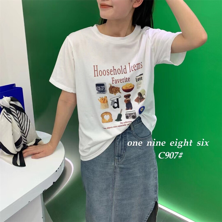 [1986] casual crew neck printed short sleeve T-shirt ys2-907# XYY