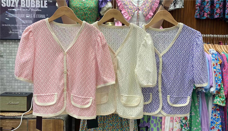 [N21] fashion temperament V-neck bubble sleeve blouse 6892# WPL