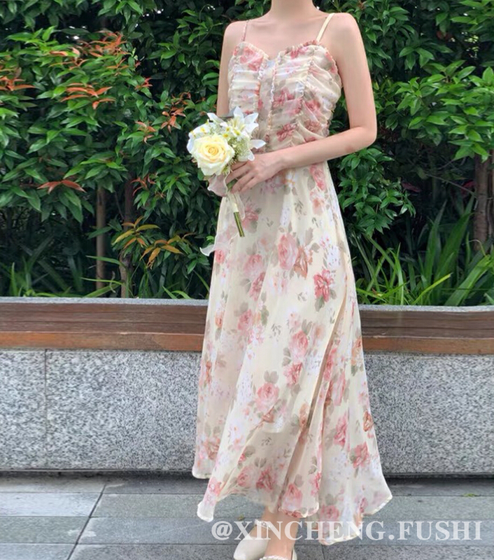 [Xinsheng] fashion suspender thin floral dress a70# PCZ