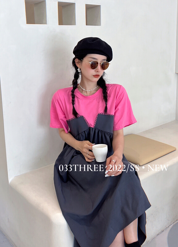 [033there] stitching fashion loose and thin dress 8102-1# ozq