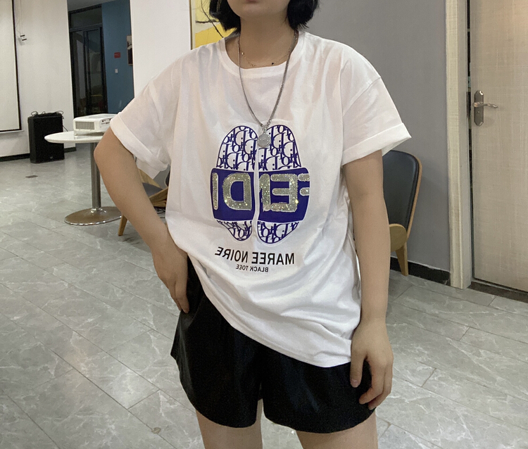[Qijia +] round neck Pullover printed short sleeve T-shirt 7292# zyh