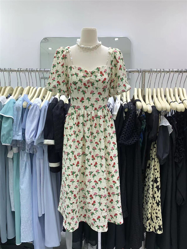 [u.me] Korean lady floral peach collar dress 37017# hjy