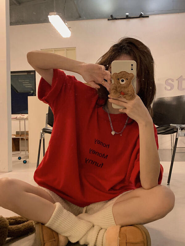 New year in early spring! [timely rain] Korean round neck versatile short sleeve T-shirt b2319# YYW