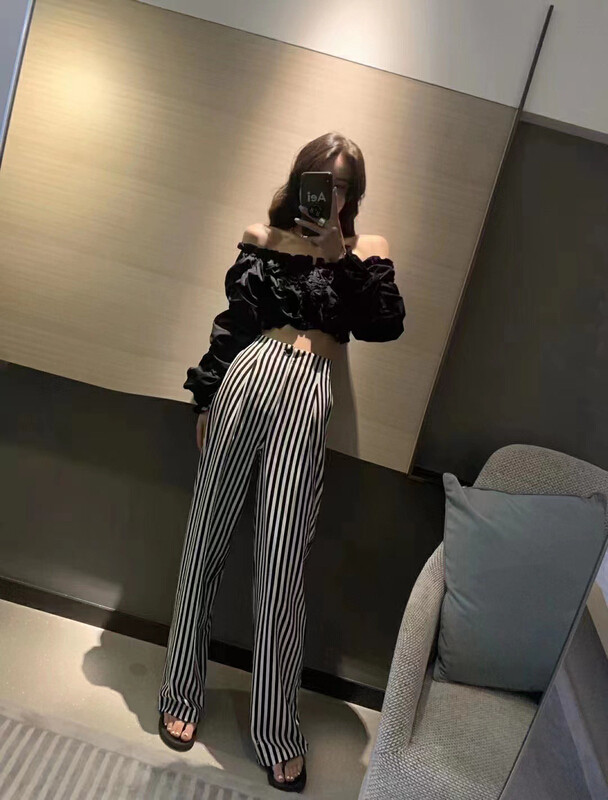 New in early summer! [mi ni] Korean versatile striped casual pants 2713# PCZ
