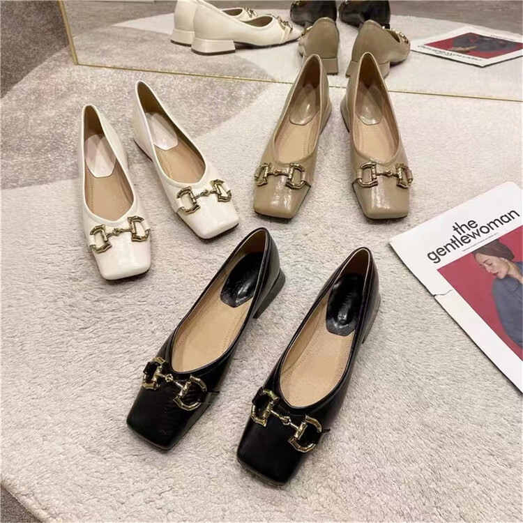 New year in early spring! [DS. Gift] heavy industry design retro low flat heel 5096# LSL