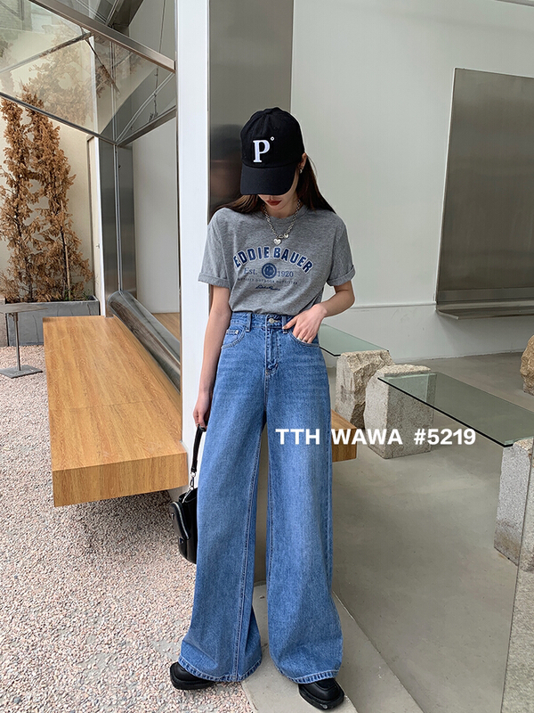 New year in early spring! [Wawa] Korean version loose vertical wide leg jeans 5219# XYJ