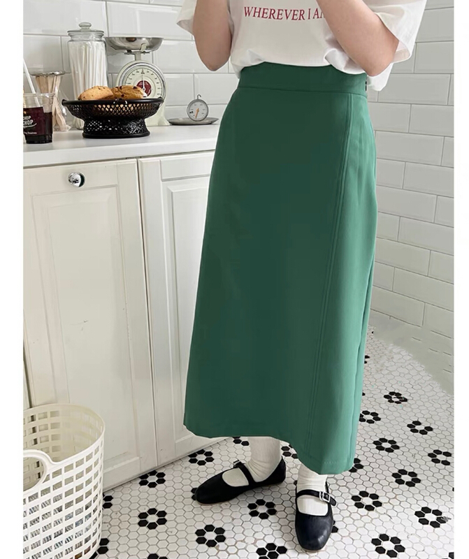 New year in early spring! [on line] high waist clean color versatile slim skirt 6010# jhy