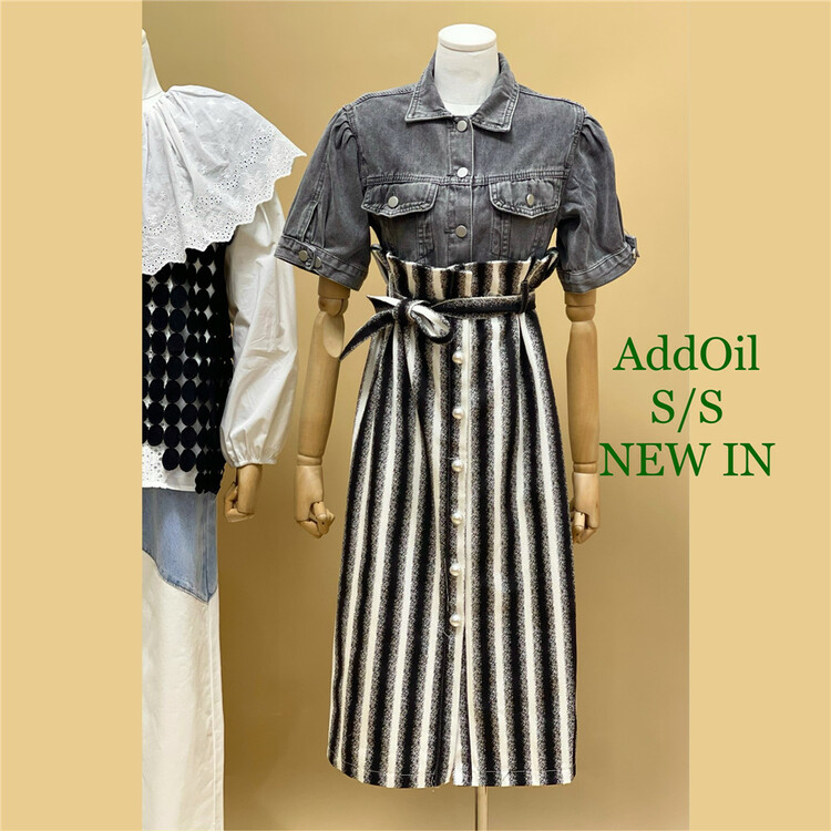 goods in stock! New in early summer! [addoil] Korean high waist pearl skirt (with belt) 240# zxl
