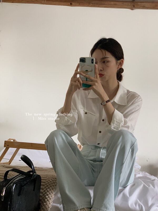 New year in early spring! [miss miss miss home] Korean version simple Double Pocket Shirt 6l001# ZSY