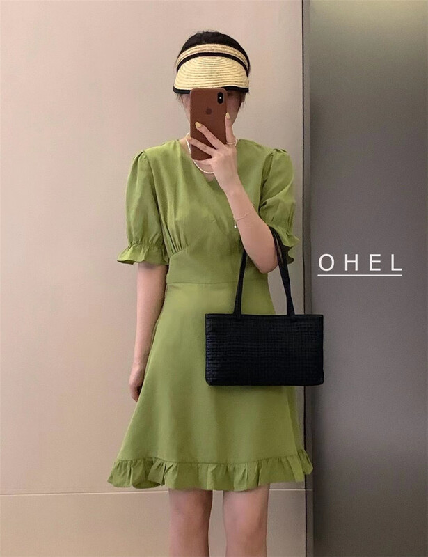 [Ohel] Korean style V-neck petal sleeve dress 22071# CLS