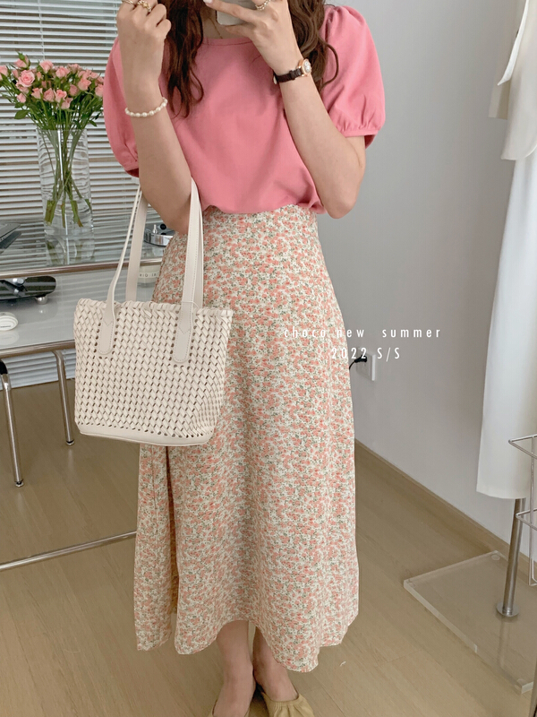 New in early summer! [choco] small fresh broken Flower Chiffon Skirt 8233# HBx